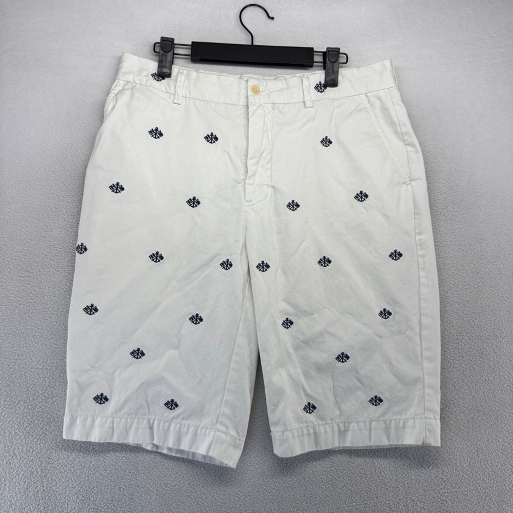 Polo Ralph Lauren Shorts Mens 34 White Chino Anchor Embroidered Yachting Preppy